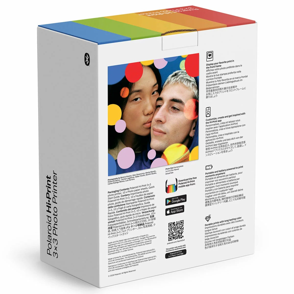 Polaroid Hi-Print 3x3 Pocket Photo Printer White Bluetooth 9196 10 Sheets