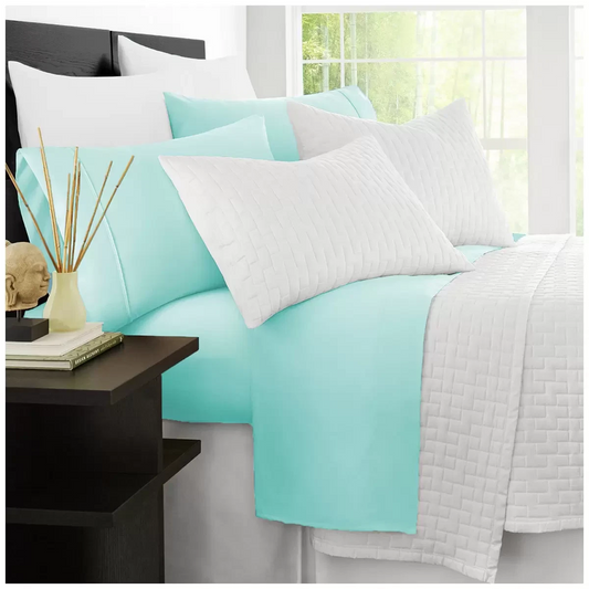 Ramesses 2000TC Bamboo King Single Sheet Set Aqua Ultra Soft Bedding