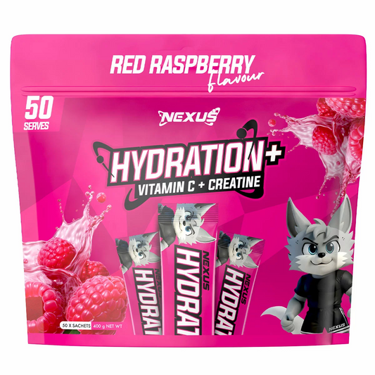Nexus Hydration+ Electrolyte & Creatine - 24 x Sachets (192g) - Red Rassberry