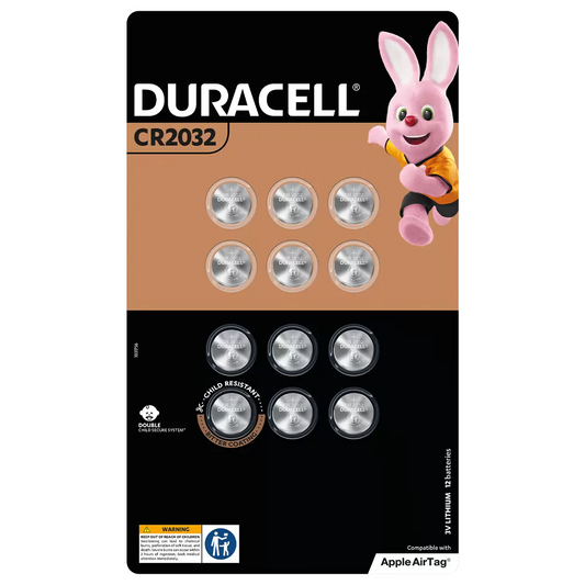 Duracell 2032 Lithium Coin Battery 12 Pack CR2032 3V Child Secure Packaging