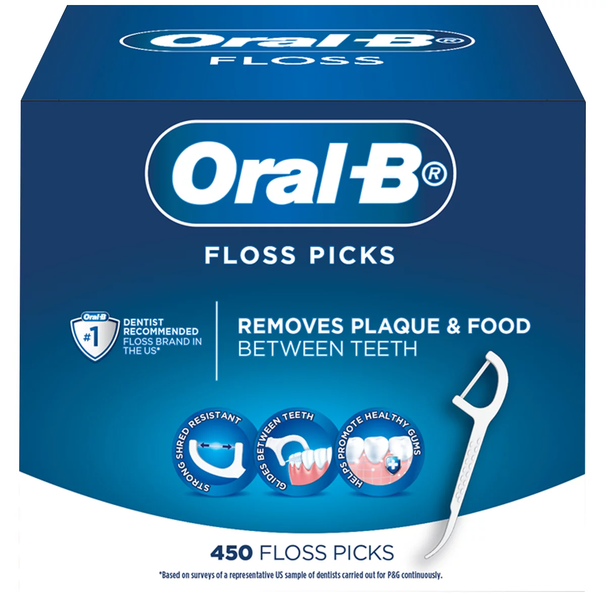 Oral-B Floss Picks 450 Pack Dental Floss Picks Plaque Removal Gum Care