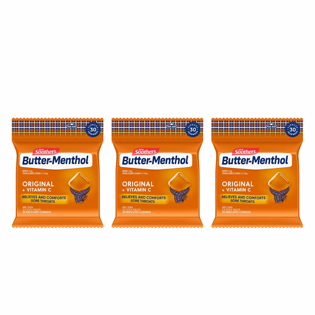 Nestle Soothers Butter Menthol 90 Lozenges Vitamin C Throat Relief