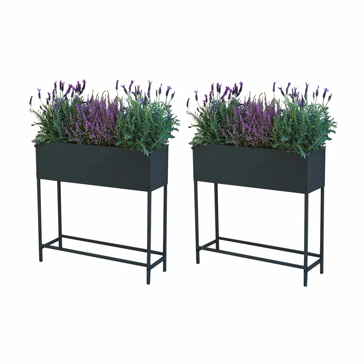 Greenlife Raised Planter Box Set of 2 Steel Garden Herb Vegetable Grow Bed