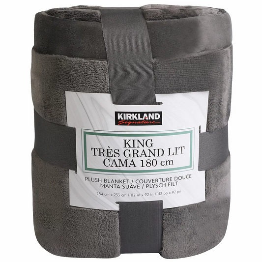 Kirkland Signature Plush Blanket King Grey 284x233cm Soft Warm Oversized Throw