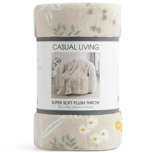 Luxury Plush Throw Blanket 152x177cm Casual Living Soft Warm Floral Design Throw