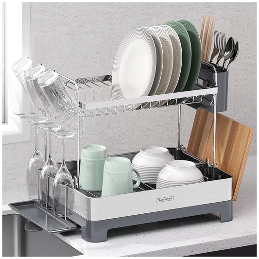 Tramontina 2-Tier Dish Drying Rack Dish Drainer Cutlery Holder Dish Storage Rack Free Shipping