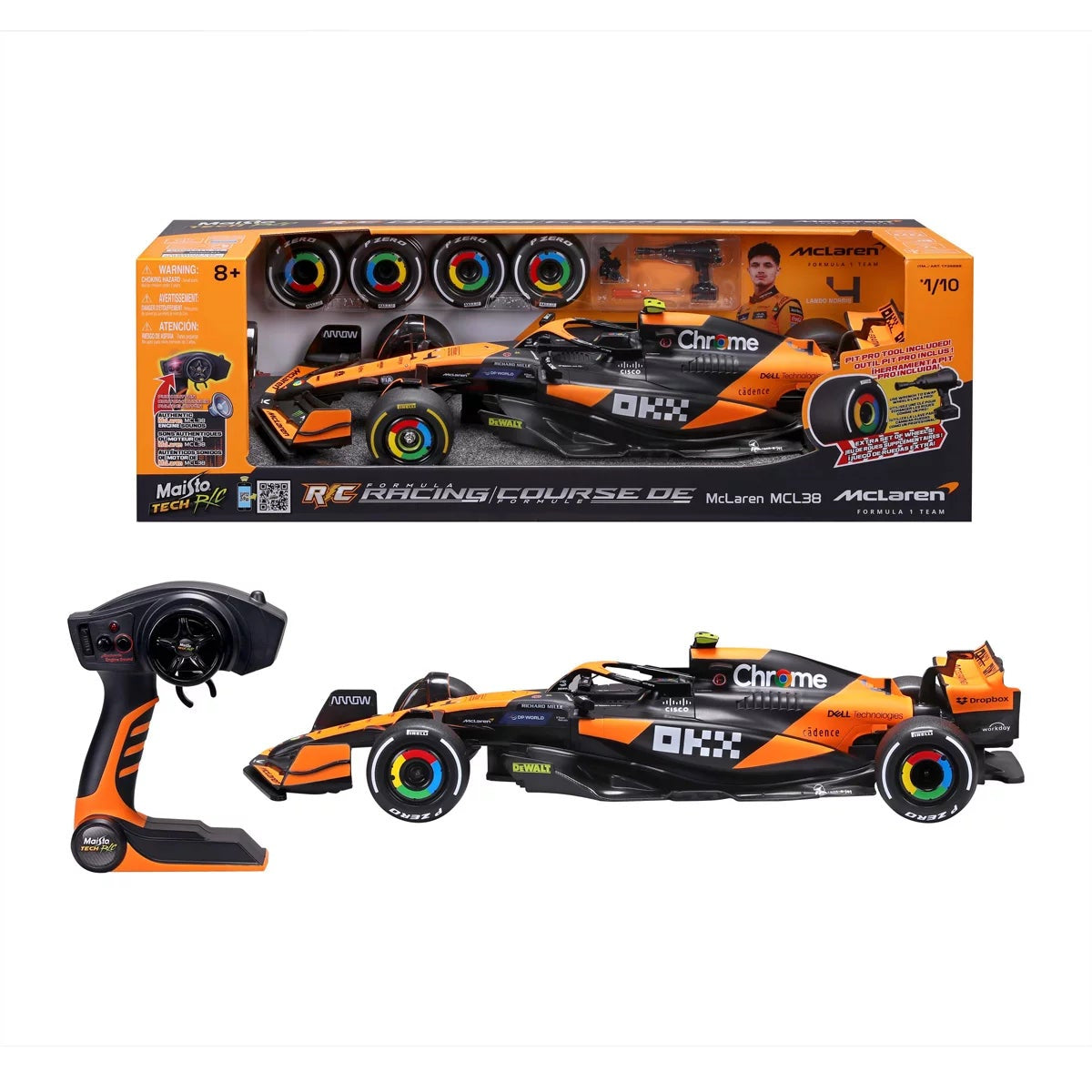 Maisto 1:10 McLaren Lando Norris Formula 1 RC Car 2.4GHz USB Rechargeable