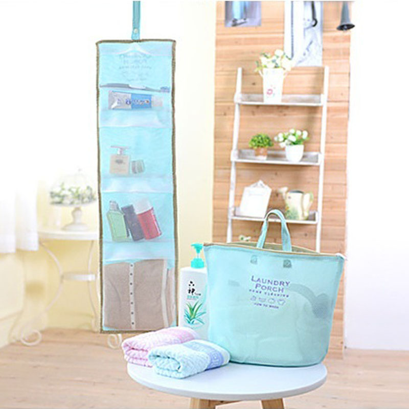 Portable Reusable Bath Hanging Mesh Bag Organizer for Toiletry Storage