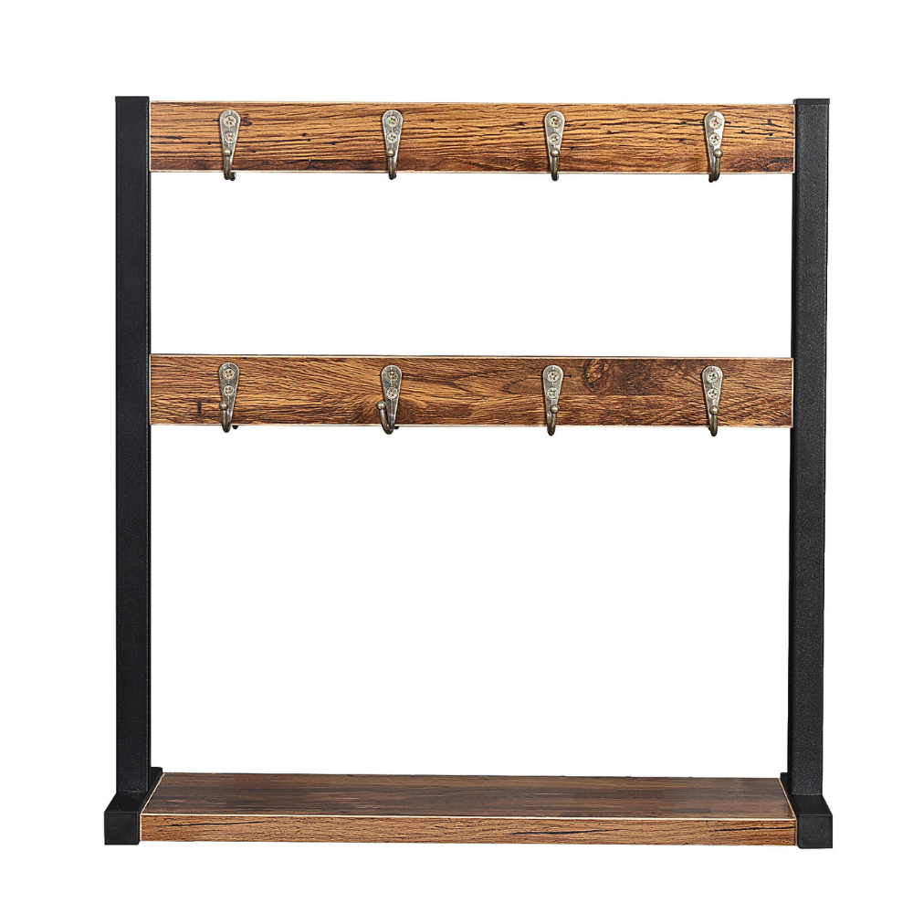 2 Tier Vintage Wood Coffee Mug Holder Stand