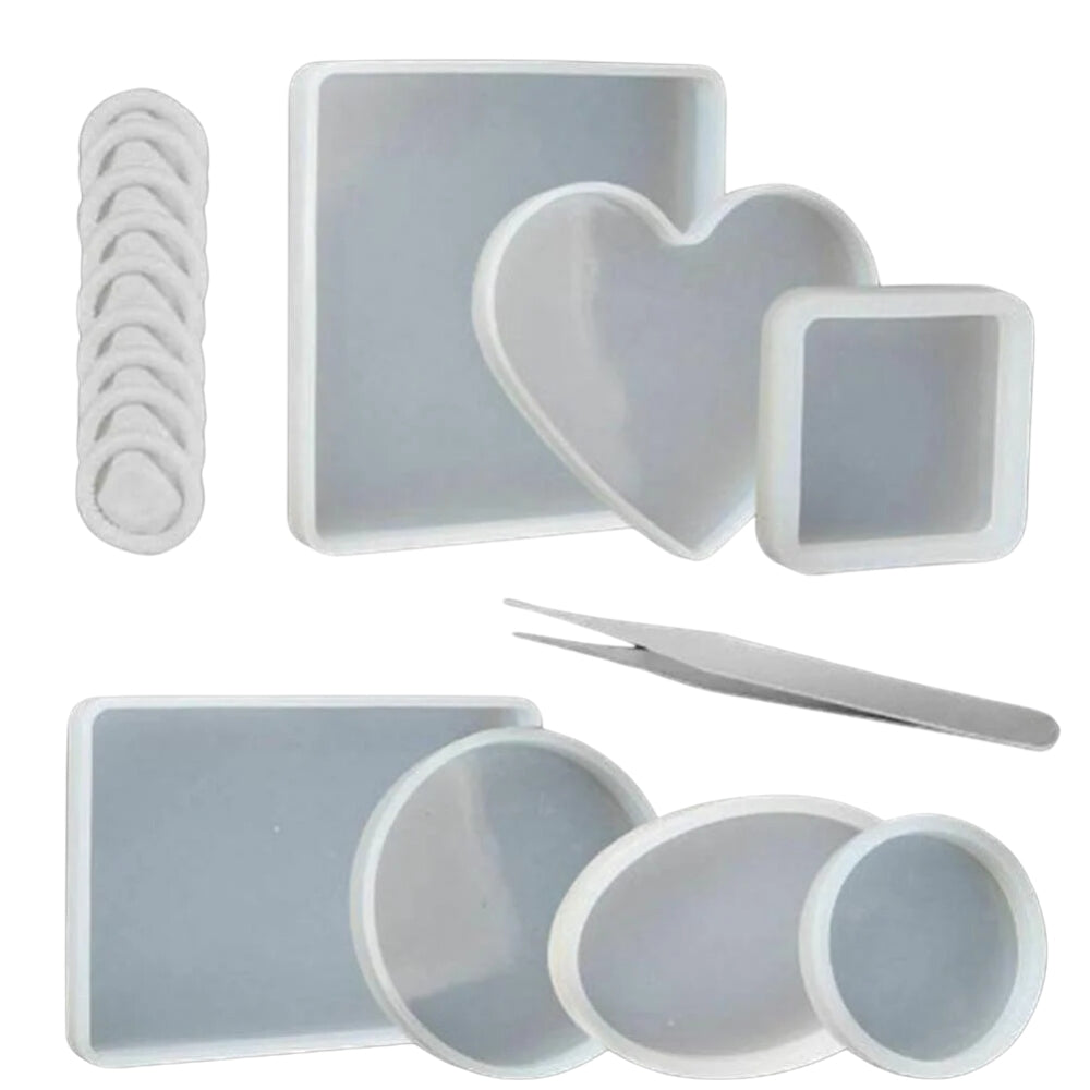 Coaster Cup Mat Mold Round Silicone Mould Kit for Craft DIY Epoxy Resin