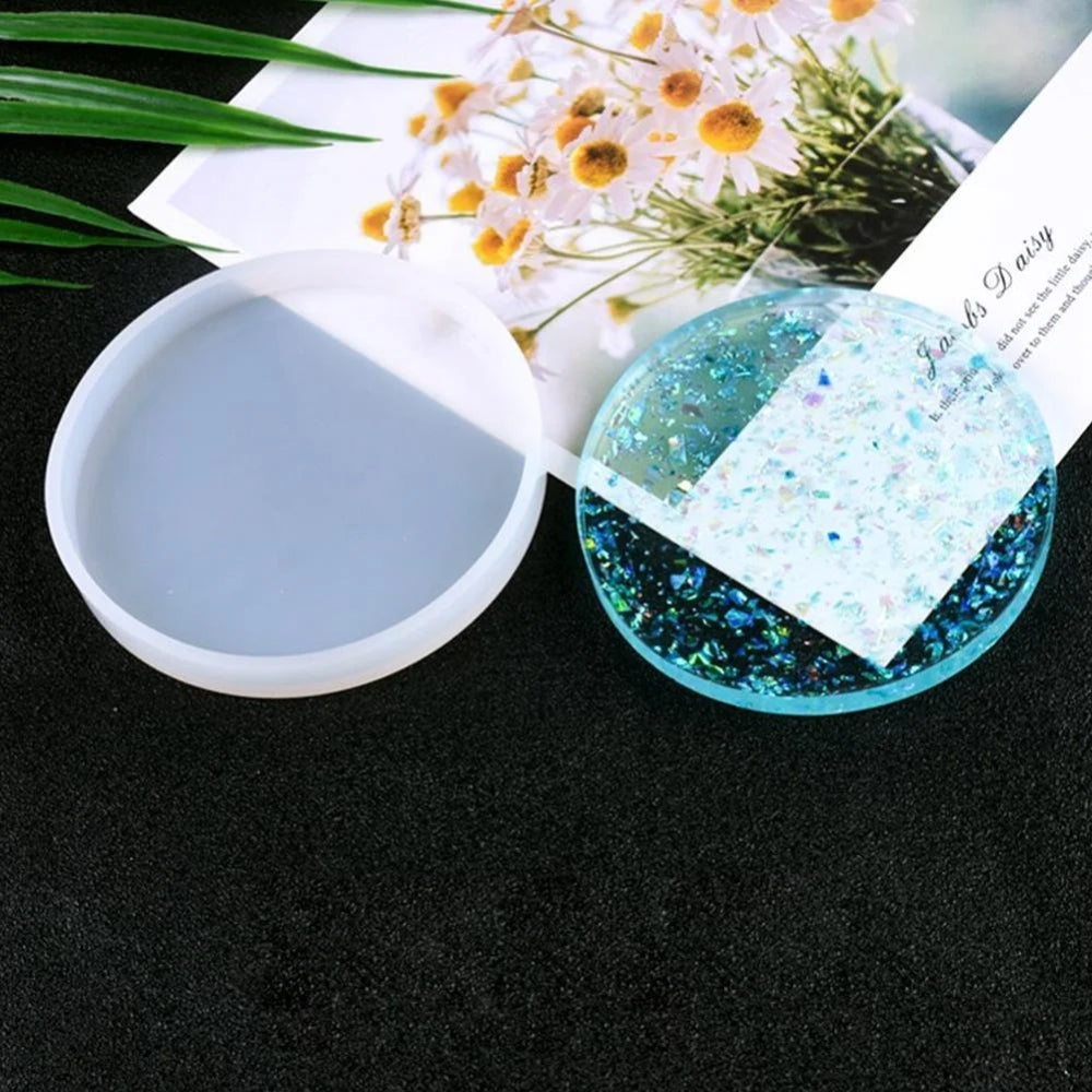 Coaster Cup Mat Mold Round Silicone Mould Kit for Craft DIY Epoxy Resin