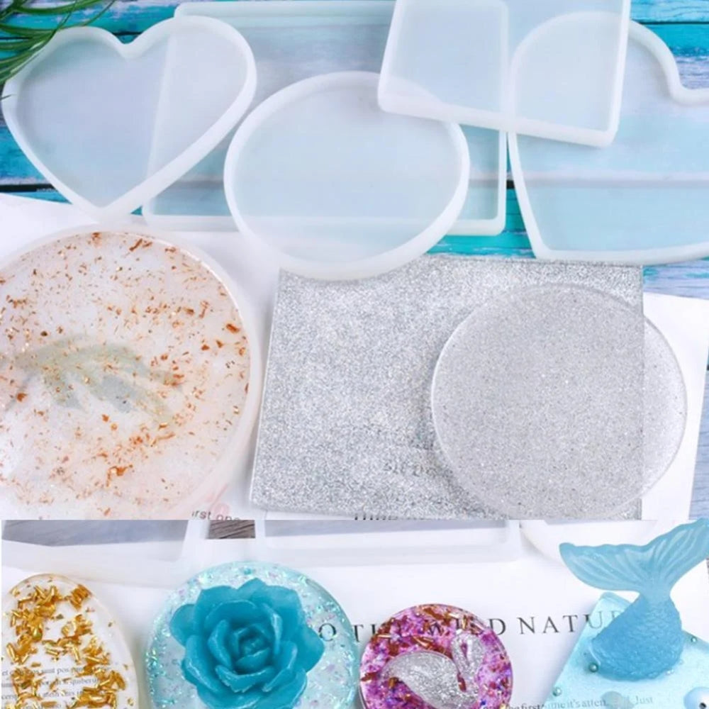 Coaster Cup Mat Mold Round Silicone Mould Kit for Craft DIY Epoxy Resin