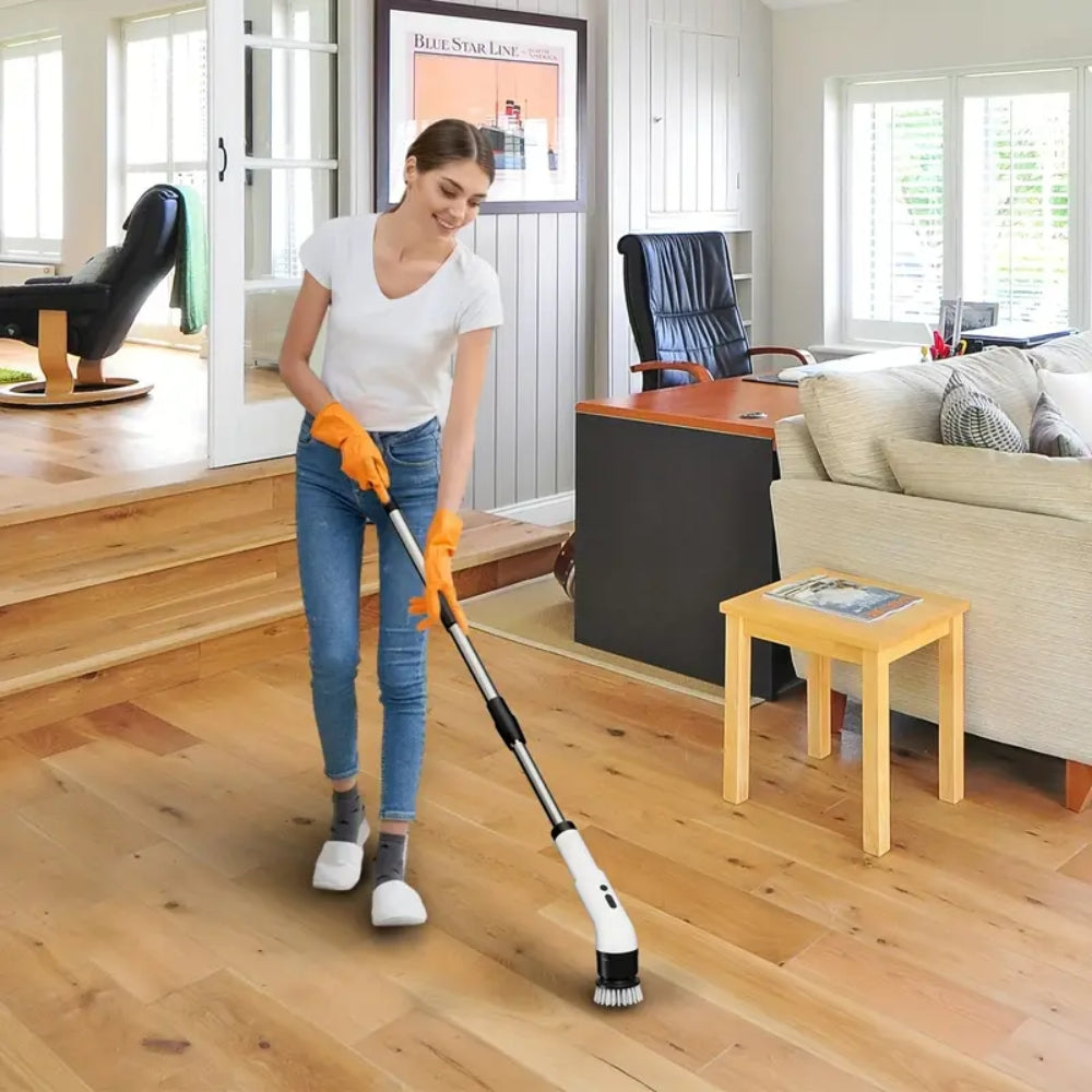 9 in 1 Cordless Rechargeable Electric Spin Scrubber Turbo Scrub Cleaning Brush