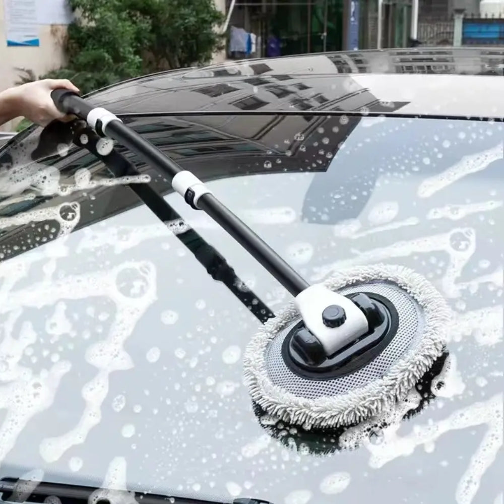 Chenille Car Wash Brush Telescoping Long Handle Cleaning Mop Tool