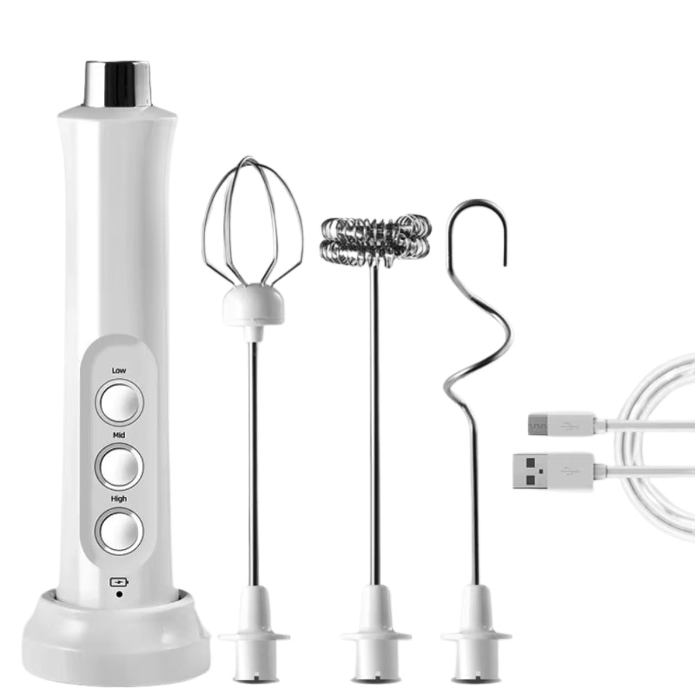 Rechargeable Electric Milk Frother 3 In 1 Handheld Coffee Mixer