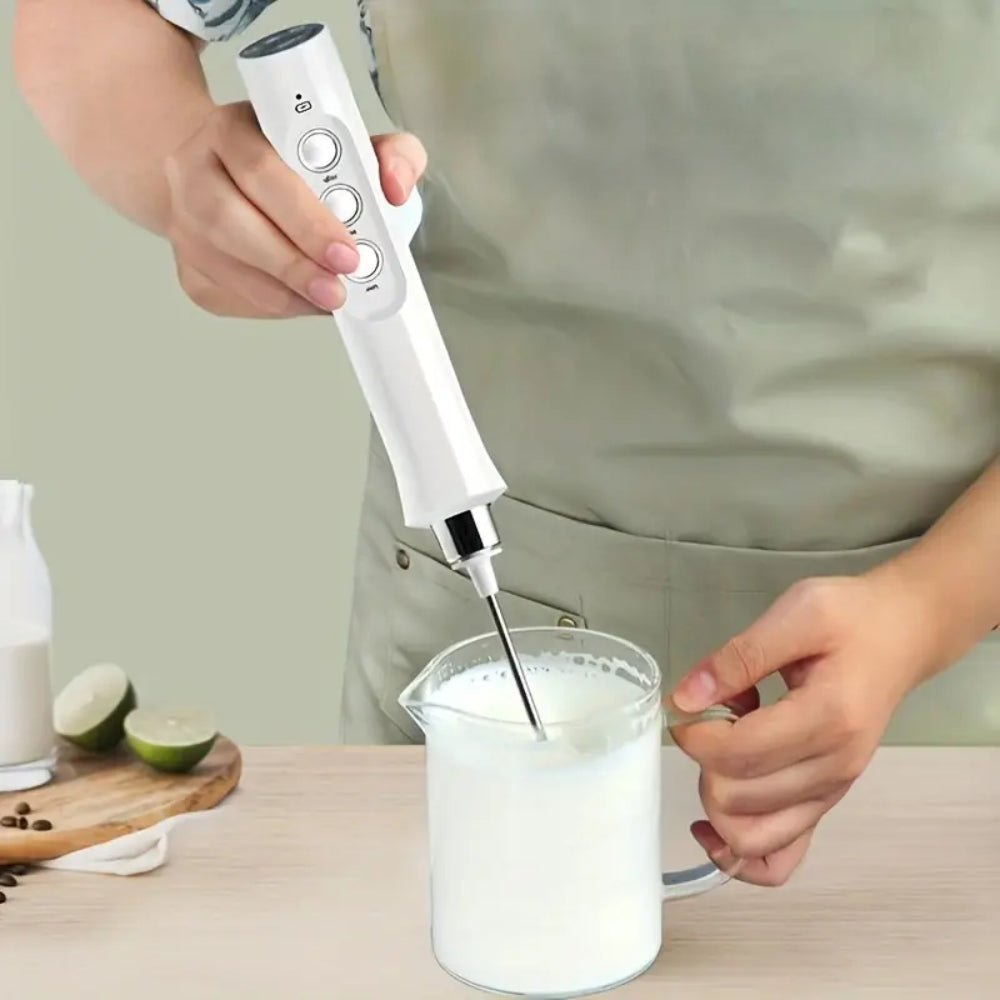 Rechargeable Electric Milk Frother 3 In 1 Handheld Coffee Mixer
