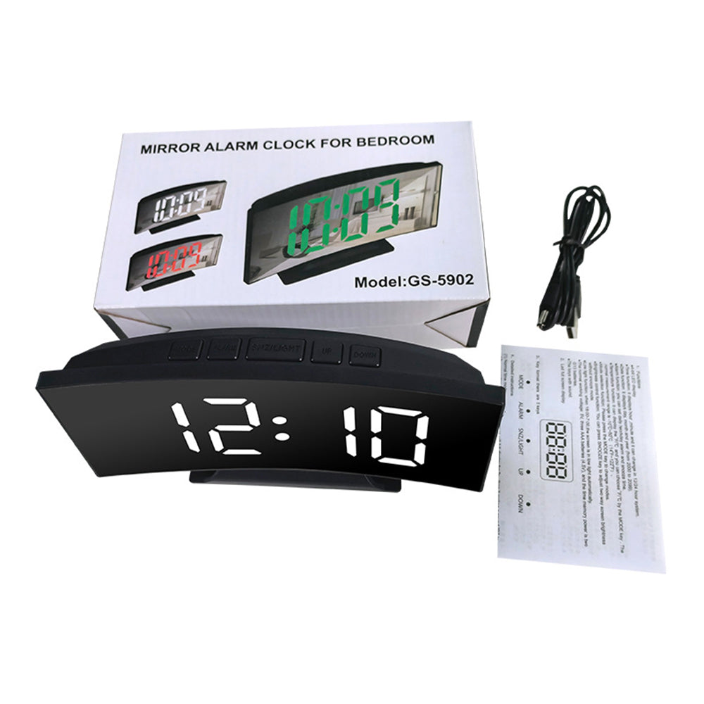 Electronic LED Digital Alarm Clock with Large Display and Mirror Design