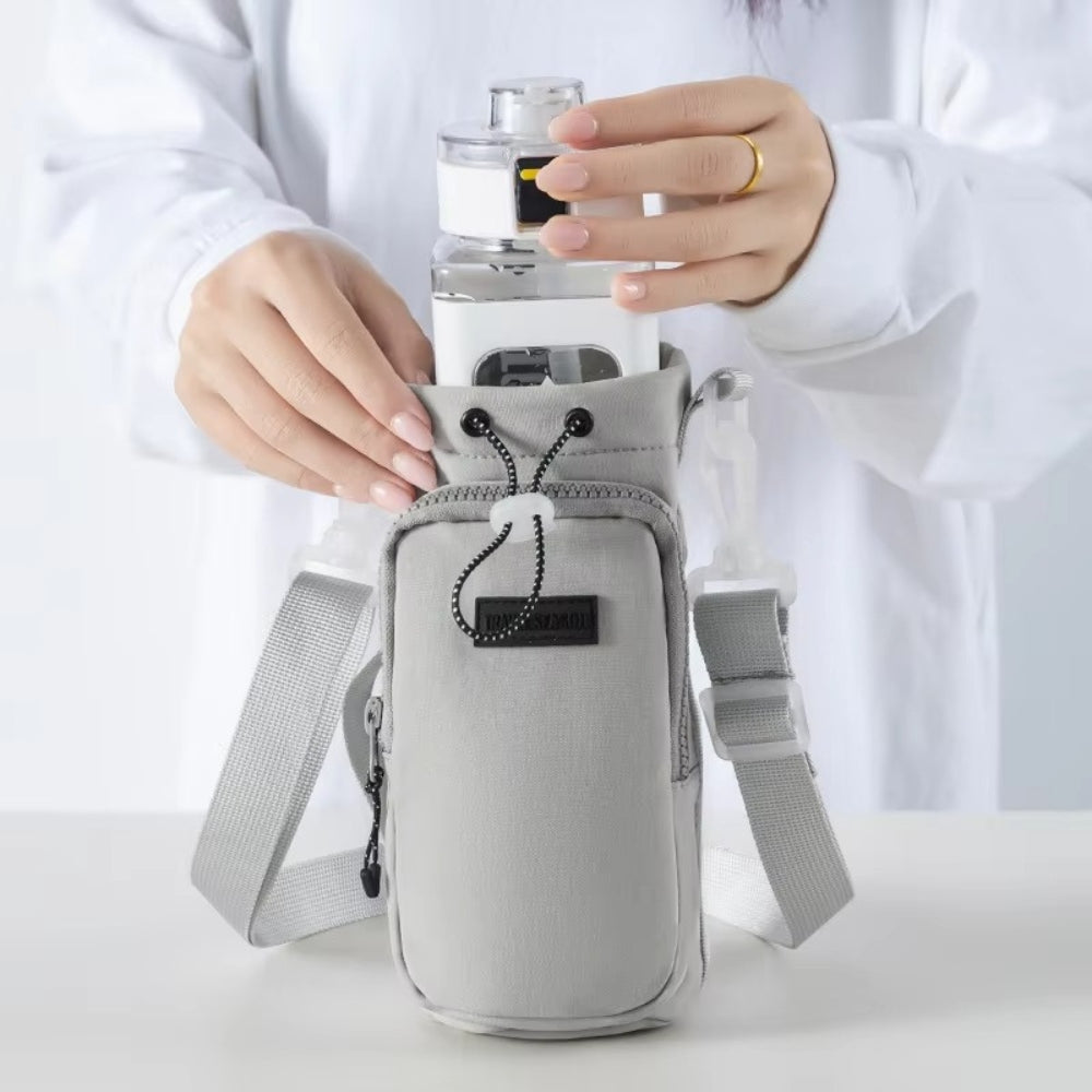 Portable Water Bottle Bag with Adjustable Shoulder Strap