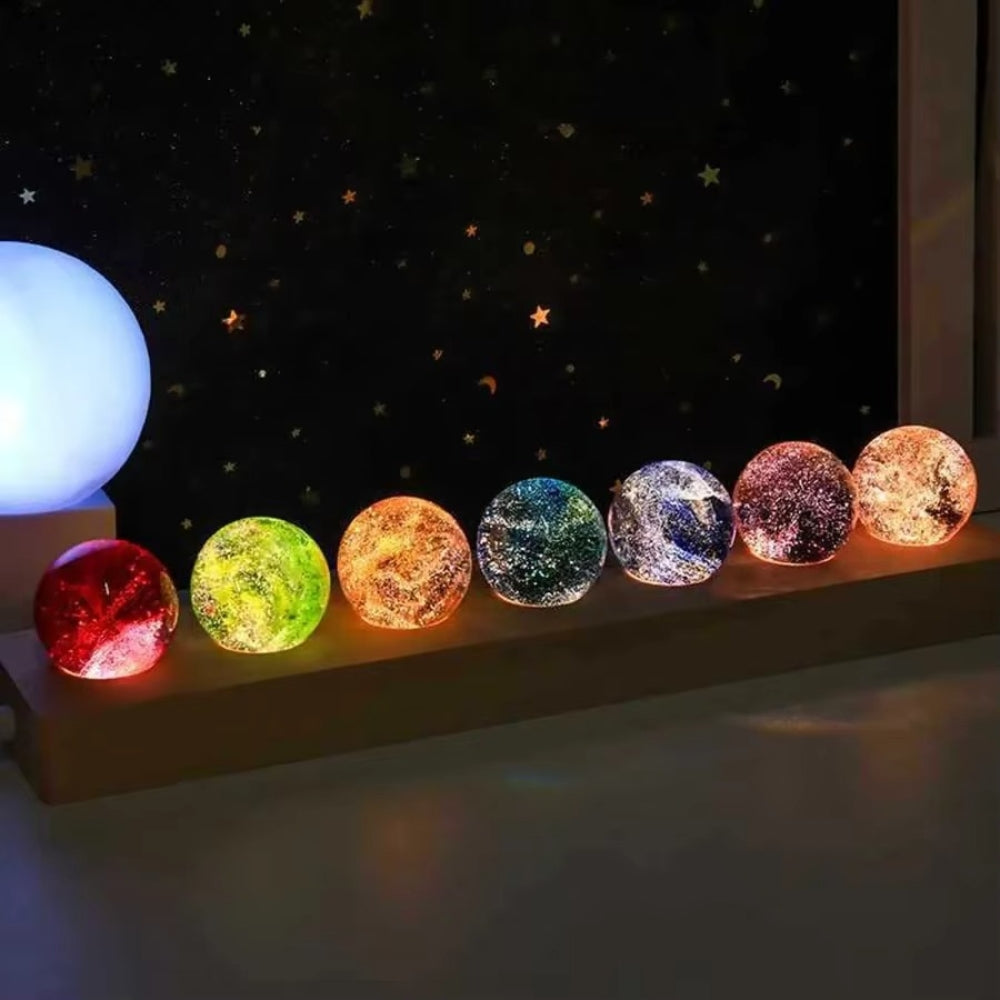 Colorful Glass Star Ball Set Luminous Planets Astronomy Inspired
