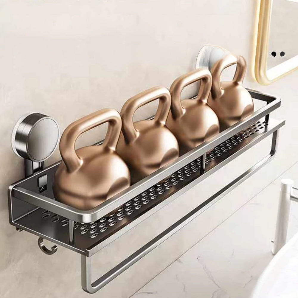 Suction Cup Bathroom Rack Toilet Space Aluminum No Drill Hanging Organizer Rack