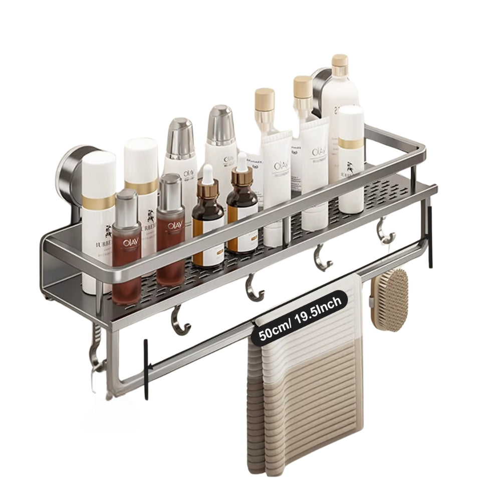 Suction Cup Bathroom Rack Toilet Space Aluminum No Drill Hanging Organizer Rack