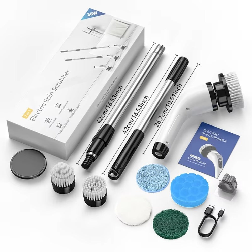 Cordless Electric Cleaning Brush with 7 Heads for Bathroom and Kitchen