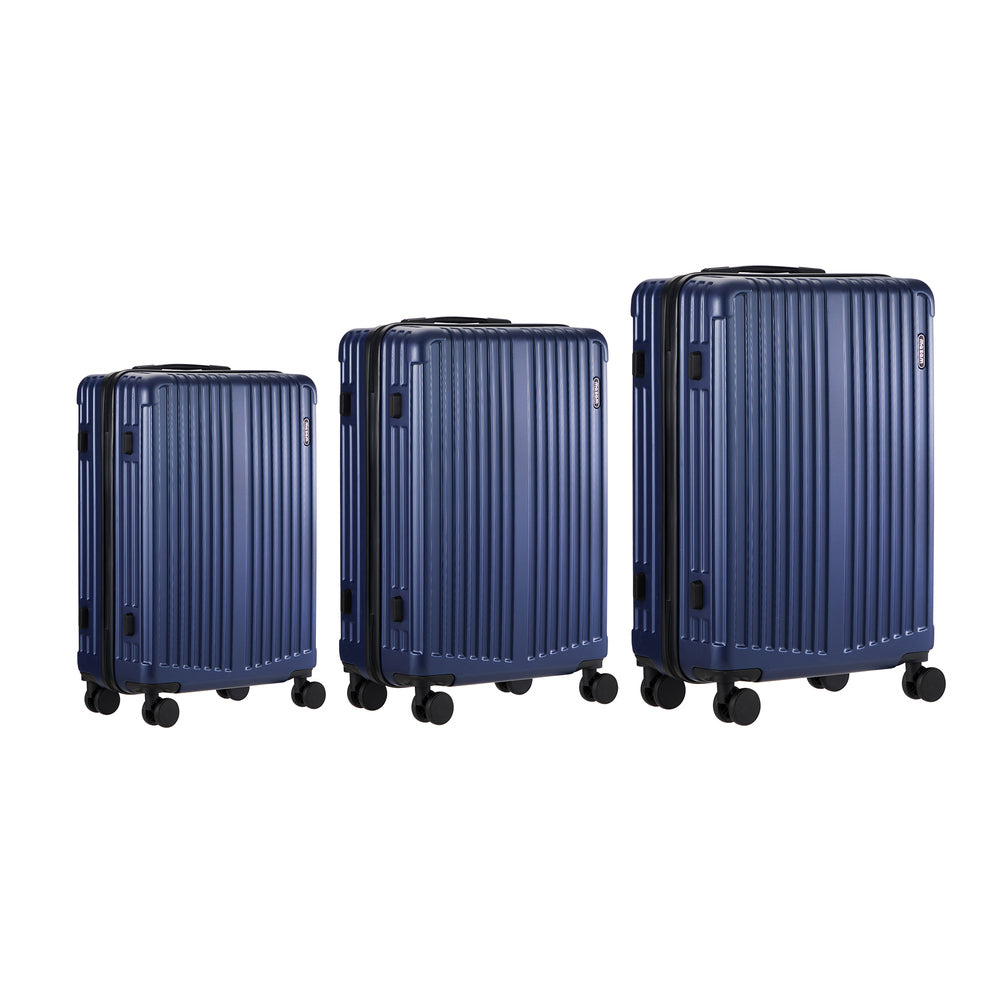Set of 3 Navy Blue Hard Case Luggage with TSA Lock