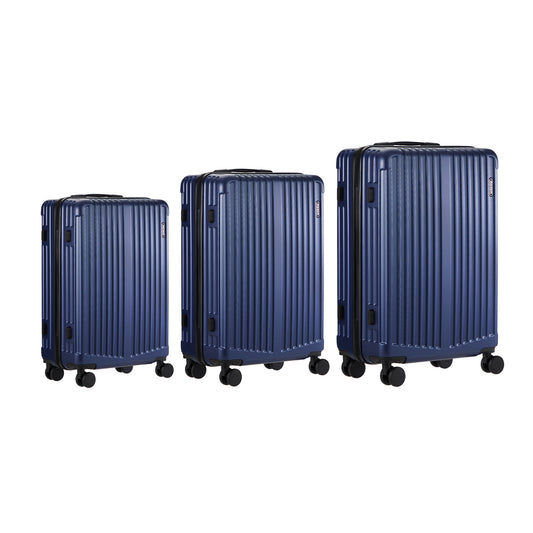 Set of 3 Navy Blue Hard Case Luggage with TSA Lock