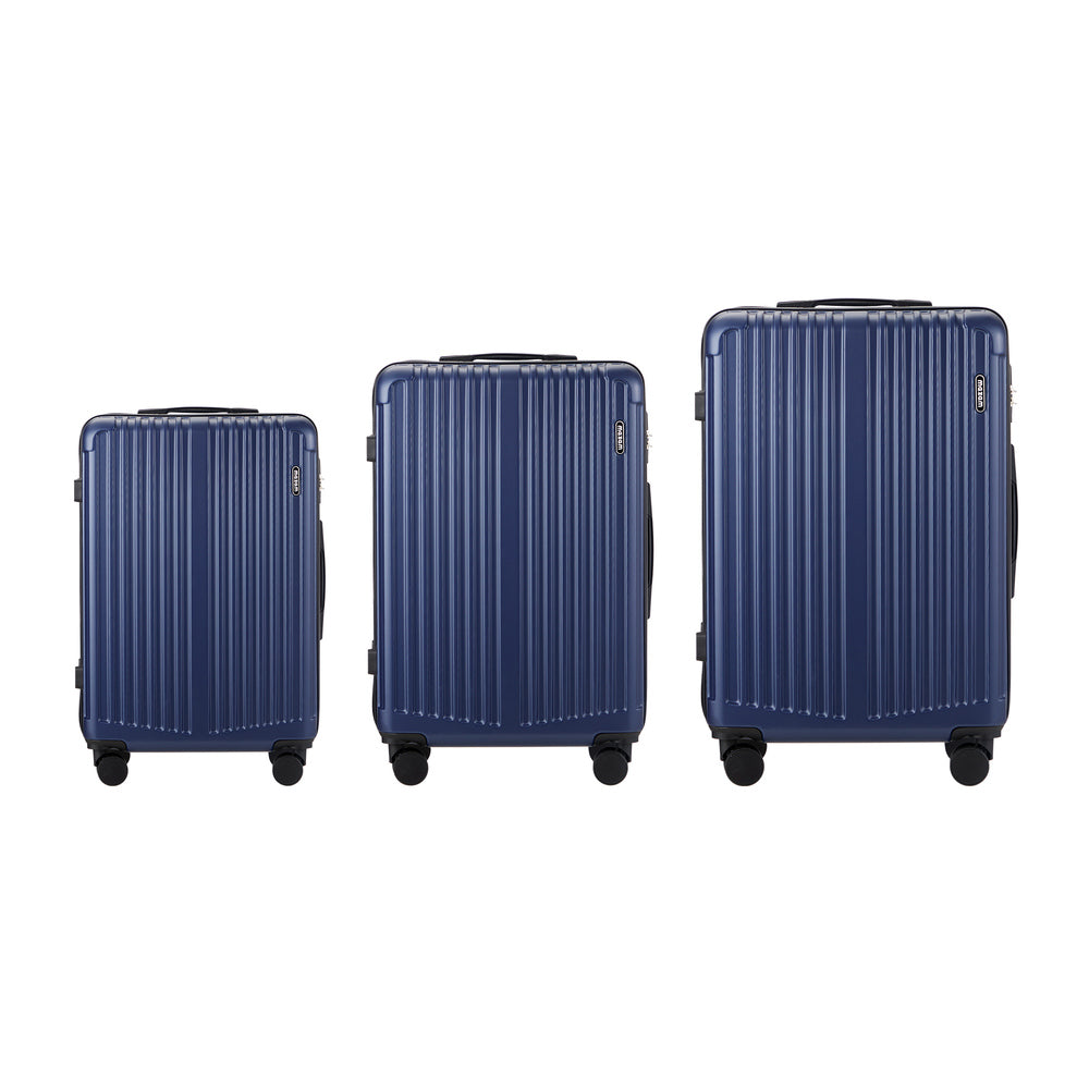 Set of 3 Navy Blue Hard Case Luggage with TSA Lock