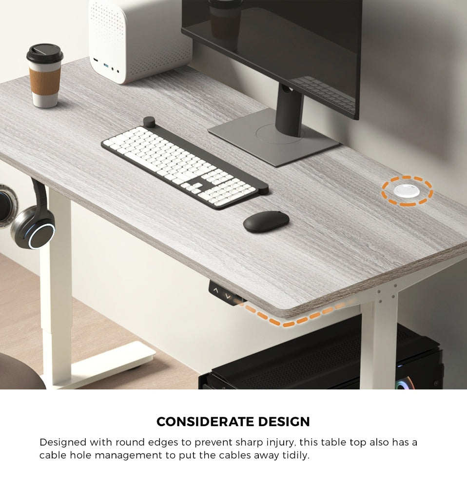 Adjustable Electric Standing Desk Top Grey Oak