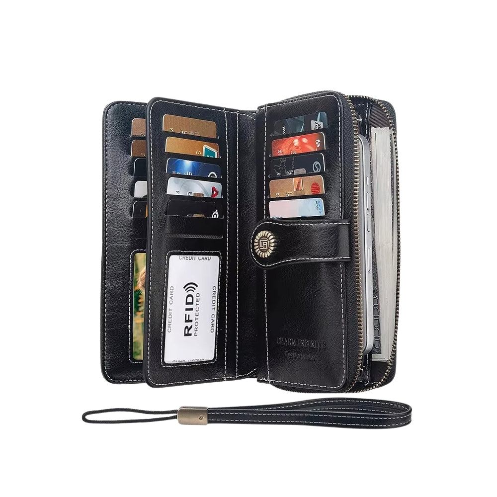 RFID Anti-Theft Multi-Card Long Wallet With Wrist Strap