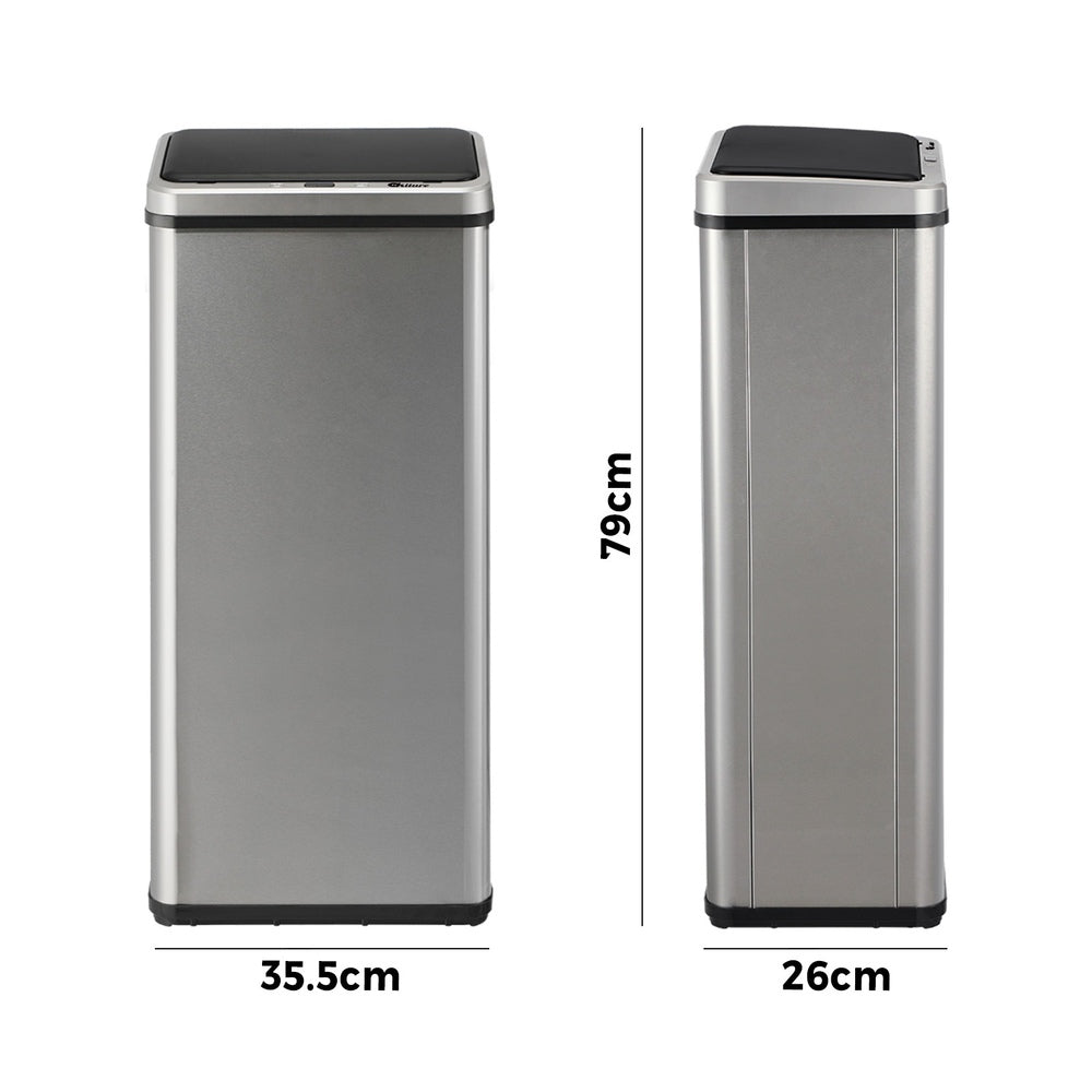 Silver Stainless Steel 60L Motion Sensor Bin