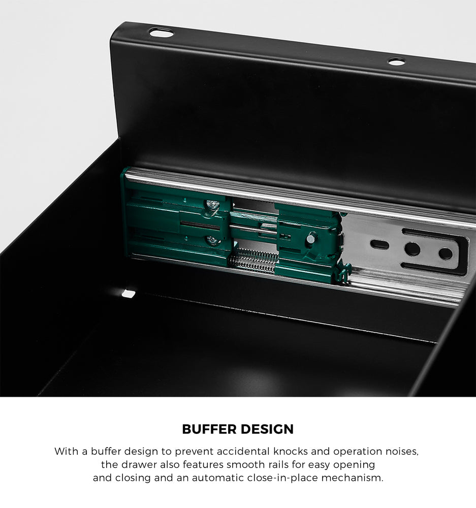 Under Desk Drawer with 2 Drawers and Dividers Natural and Black