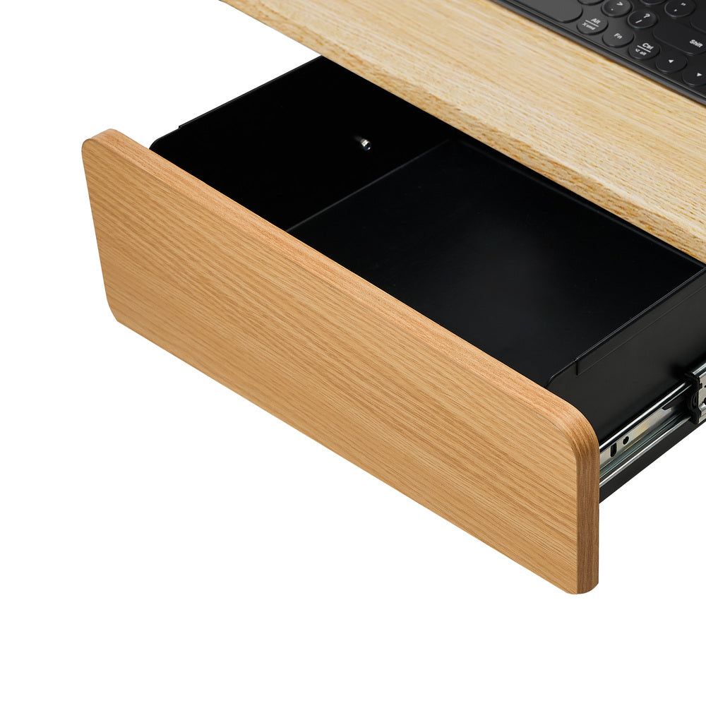 Under Desk Drawer with 2 Drawers and Dividers Natural and Black