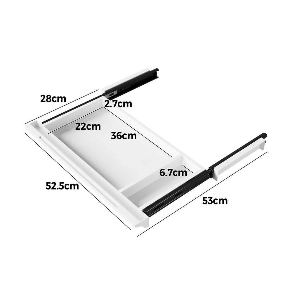 White Under Desk Pull-Out Sliding Drawer Tray