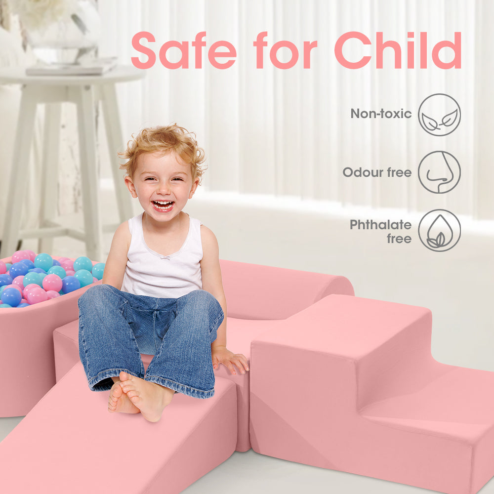 Kids 5 Piece Pink Foam Climb and Crawl Play Set