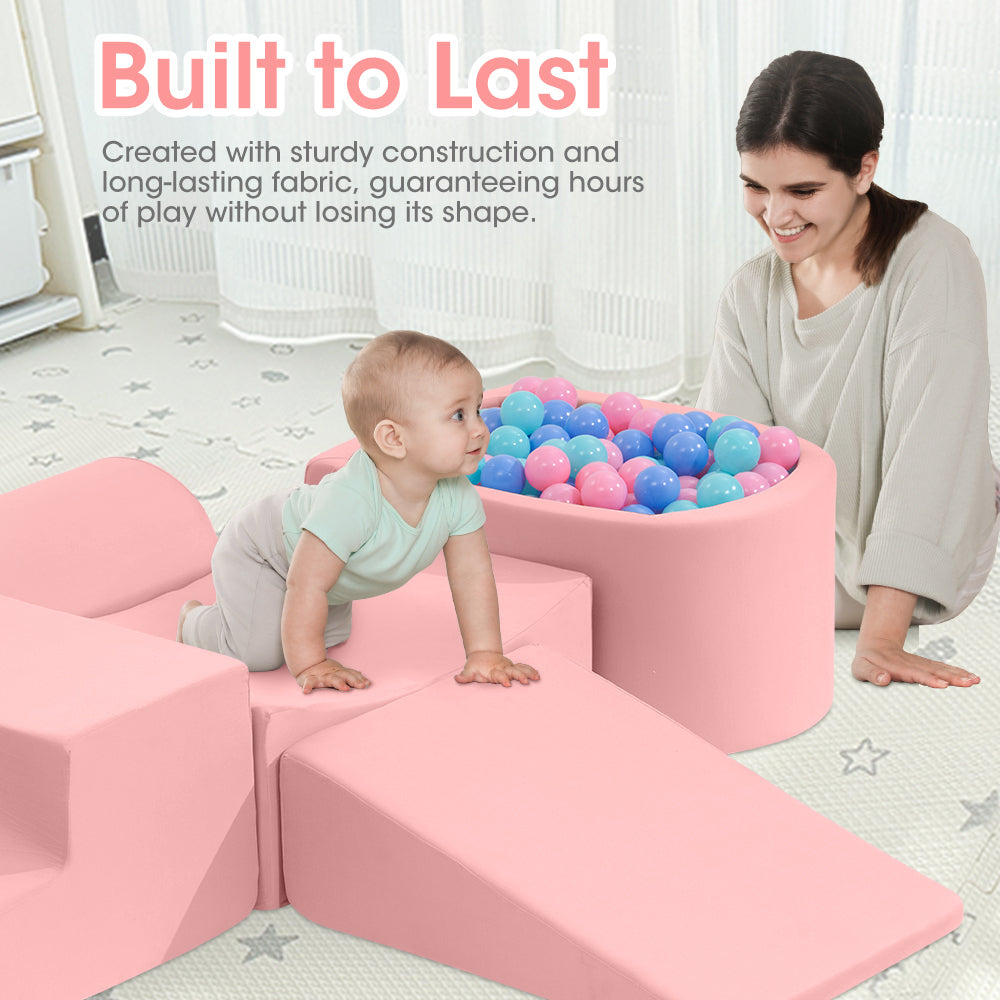 Kids 5 Piece Pink Foam Climb and Crawl Play Set