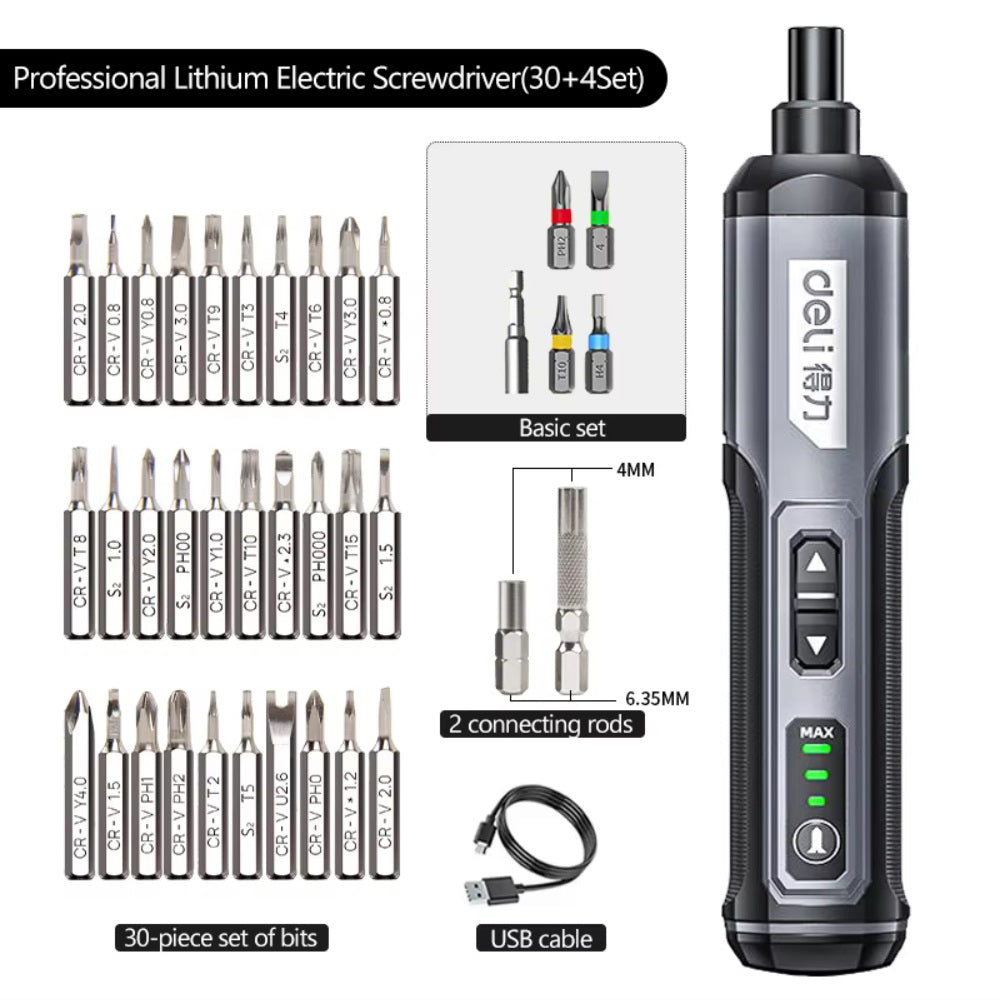 Cordless Rechargeable Electric Screwdriver Set Household Maintenance Repair