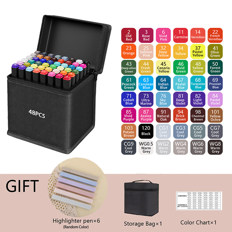 Dual Tip Permanent Art Sketch Markers for Illustration - 12-120 Colors Available