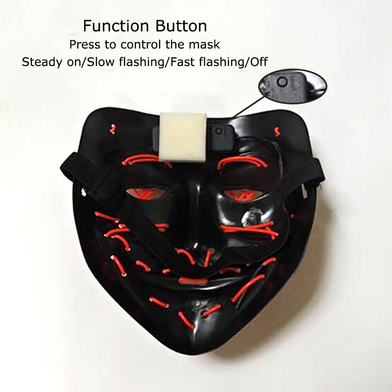 Neon LED Purge Mask Glow in The Dark Cosplay Horror Mask