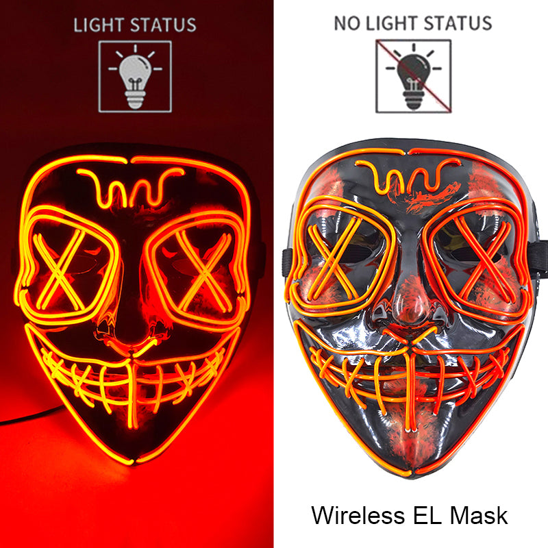 Neon LED Purge Mask Glow in The Dark Cosplay Horror Mask