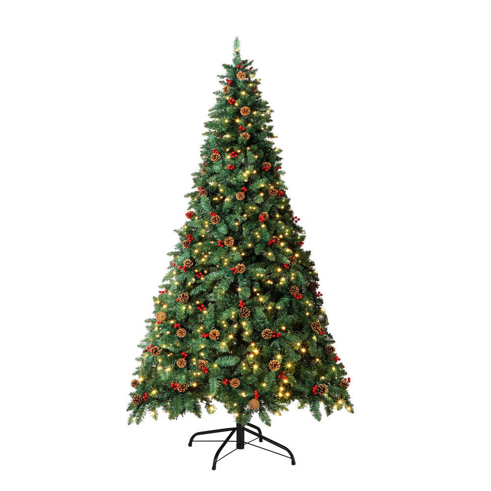 6FT Green Christmas Tree with LED Lights and Pine Cones Decorations
