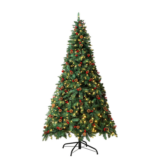 6FT Green Christmas Tree with LED Lights and Pine Cones Decorations