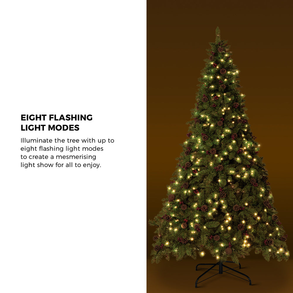 6FT Green Christmas Tree with LED Lights and Pine Cones Decorations