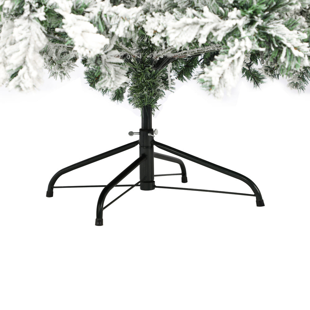 7FT Snow Flocked Green Christmas Tree with LED Lights