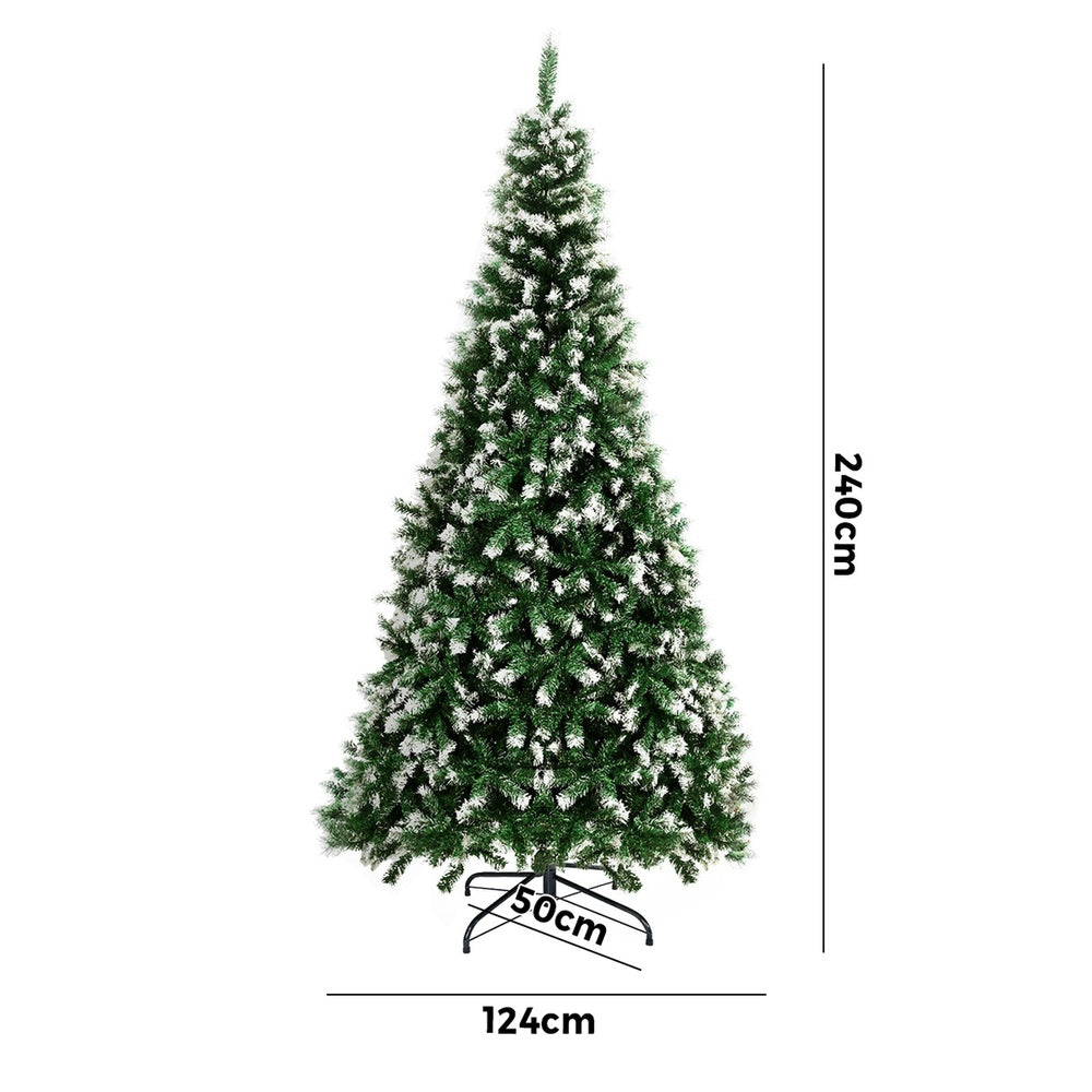 8FT Snowy Green Christmas Tree with 1400 Tips