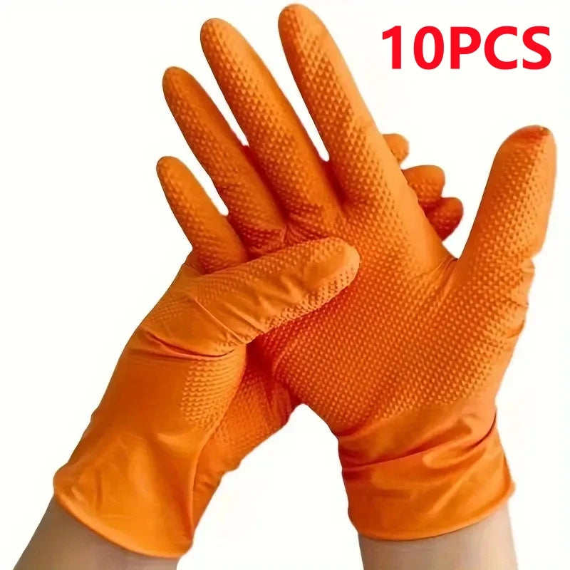 Heavy Duty Orange Disposable Nitrile Gloves