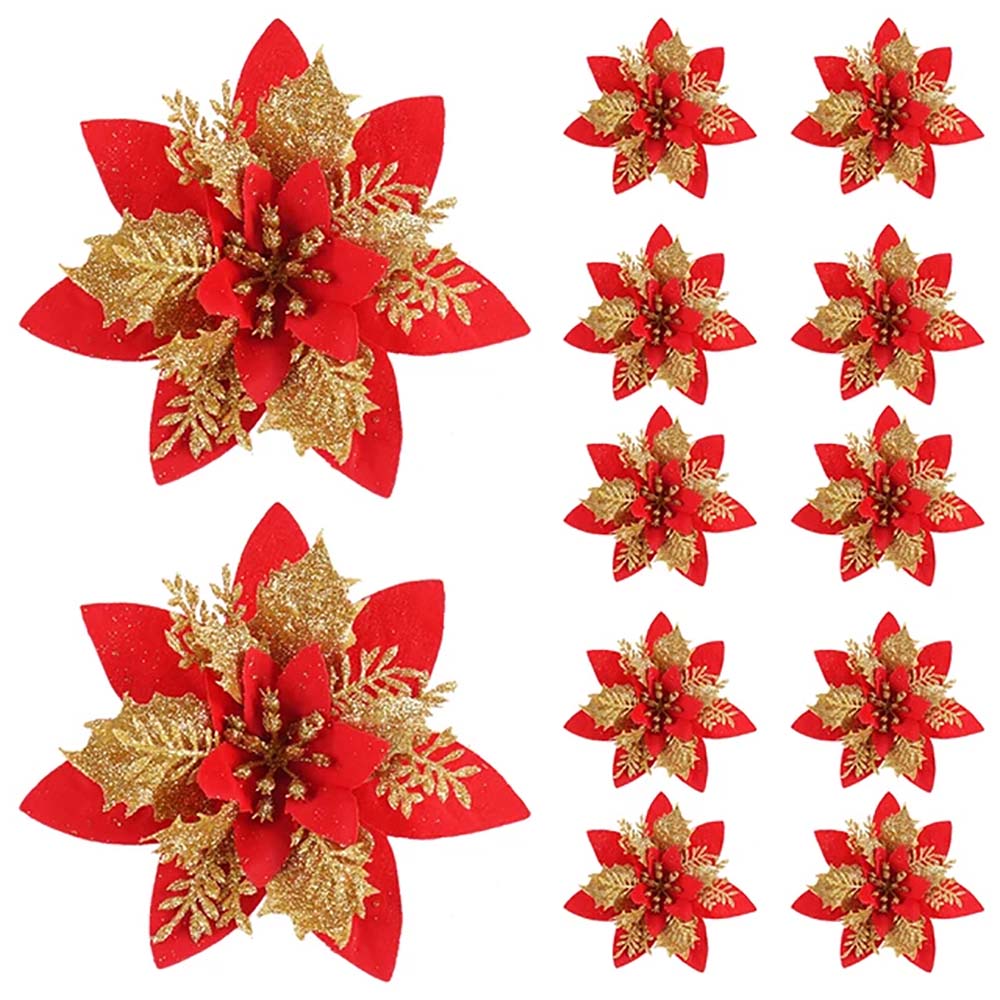 Christmas Glitter Artifical Flower Ornaments