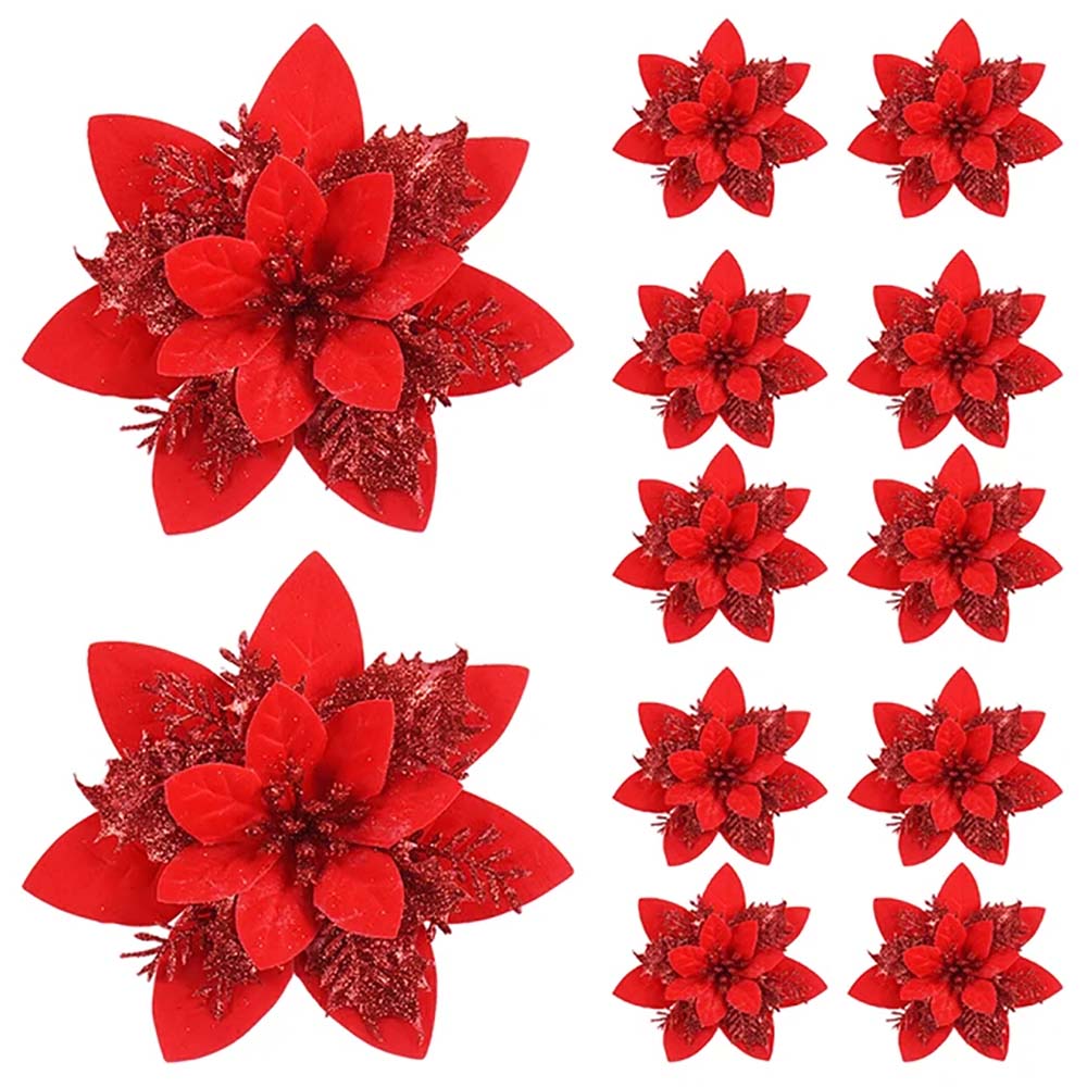 Christmas Glitter Artifical Flower Ornaments