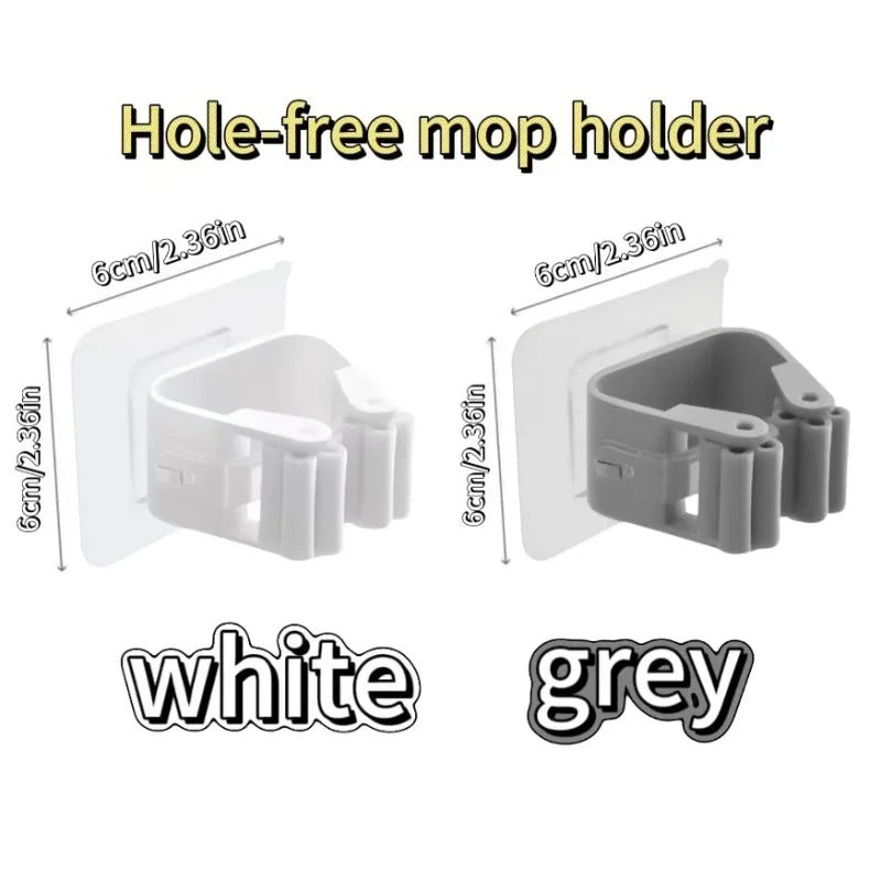 Self-Adhesive Mop Holder No-Drill Wall-Mounted Storage Rack